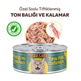 PetzzCats Ton Balığı Kalamar Konserve Kedi Maması 1 Adet 70 Gr