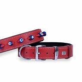 Doggie Comfort Deri Nazar Boncuklu Köpek Boyun Tasması Medium Kırmızı 3.5x47-55 Cm