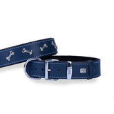 Doggie Comfort Deri Kemik Süslü Köpek Boyun Tasması Small Mavi 4x47-55 Cm