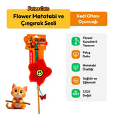 PetzzCats Flower Matatabi ve Çıngırak Sesli Kedi Oltası Oyuncağı Turuncu 42 Cm