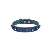 Cattie Boncuklu Deri Küçük Irk Köpek ve Kedi Boyun Tasması Xlarge Royal Mavi 1.5x26-30 Cm