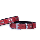 Doggie Comfort Deri Kemik Süslü Köpek Boyun Tasması Medium Kırmızı 3x42-50 Cm
