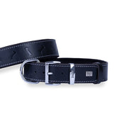 Doggie Comfort Deri Kemik Desenli Köpek Boyun Tasması Large Siyah 4x57-65 Cm