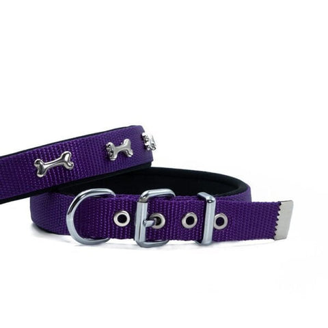 Doggie Comfort Dokuma Kemikli Köpek Boyun Tasması Small Mor 2x30-35 Cm