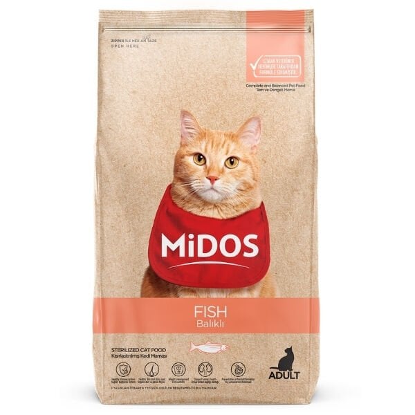 Midos Balık ve Pirinçli Kısırlaştırılmış Yetişkin Kedi Maması 15 Kg