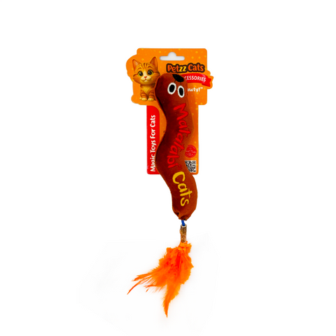 PetzzCats Worm Medium Matatabi ve Çıngırak Sesli Peluş Kedi Oyuncağı Kahverengi 29x4 Cm