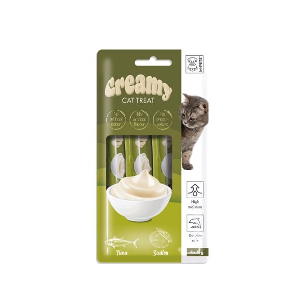 M-Pets Creamy Deniz Taraklı ve Ton Balıklı Sıvı Kedi Ödülü 1 Adet 4x15 Gr