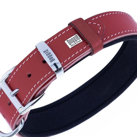 Doggie Comfort Deri Çivili Köpek Boyun Tasması Medium Kırmızı 4x52-60 Cm