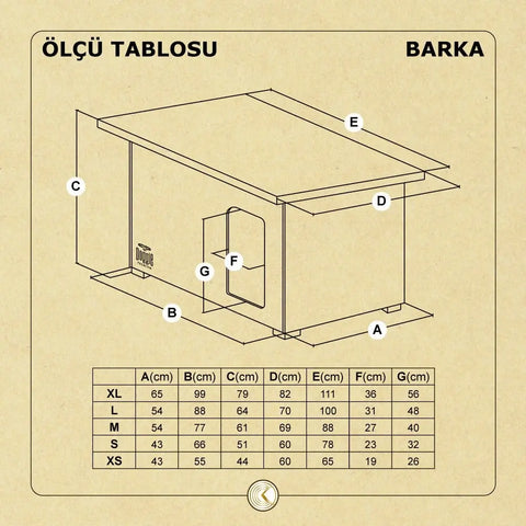 Doggie Barka Model Ahşap Köpek Kulübesi Medium 54x77x61 Cm
