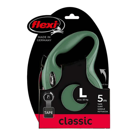 Flexi New Classic Şerit Otomatik Köpek Gezdirme Tasması Large Yeşil 5 Mt