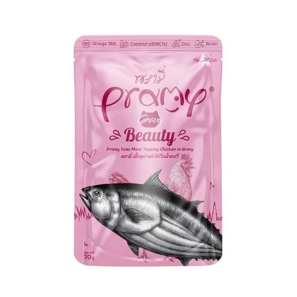 Pramy Indoor Sos İçinde Ton Balıklı ve Tavuklu Pouch Yetişkin Konserve Kedi Maması 1 Adet 70 Gr