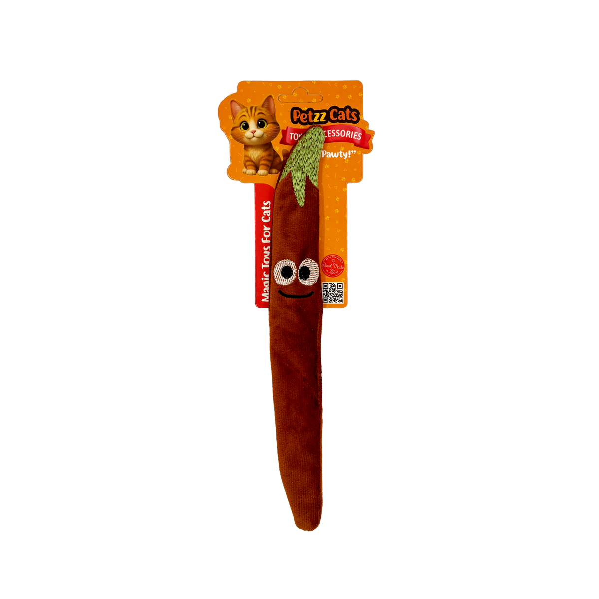 PetzzCats Peppry Matatabi ve Çıngırak Sesli Peluş Kedi Oyuncağı Kahverengi 28x4 Cm