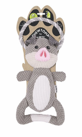 M-Pets Eco Chewtopia Domuz Peluş Kedi ve Köpek Oyuncağı 34x19x8 Cm Gri