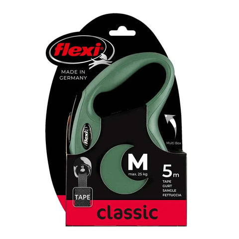 Flexi New Classic Şerit Otomatik Köpek Gezdirme Tasması Medium Yeşil 5 Mt