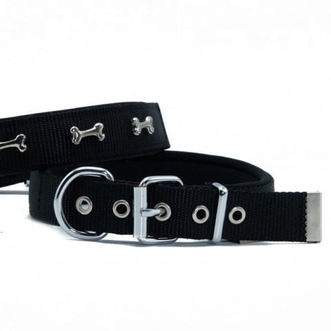 Doggie Comfort Dokuma Kemikli Köpek Boyun Tasması Medium Siyah 2.5x37-45 Cm