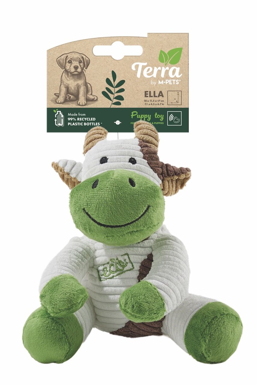 M-Pets Terra Eco Peluş Yavru Köpek Oyuncağı 18x11.5x17 Cm Beyaz/Yeşil