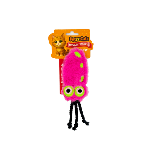 PetzzCats Kalamar Matatabi ve Çıngırak Sesli Peluş Kedi Oyuncağı Pembe 22x7 Cm