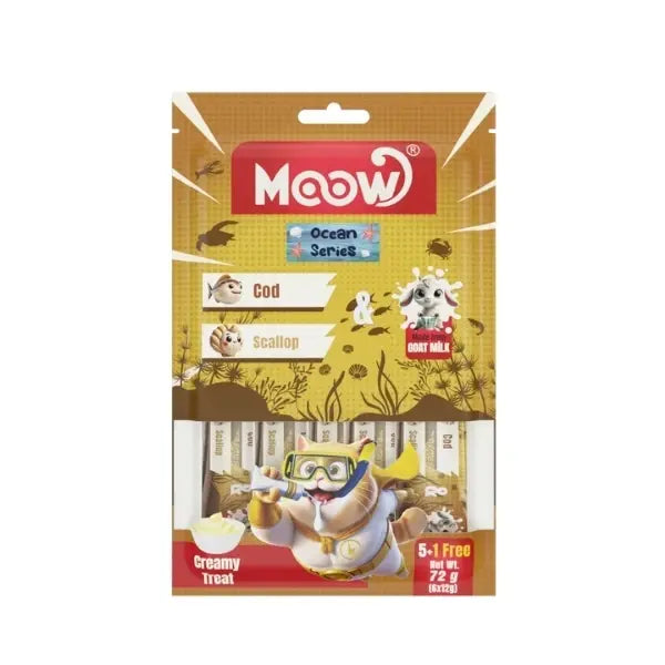 Moow Morina Balıklı Deniz Taraklı ve Keçi Sütlü Yetişkin Sıvı Kedi Ödül Maması 1 Adet 6x12 Gr