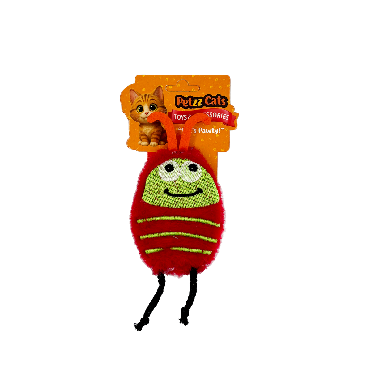 PetzzCats Bug Matatabi ve Çıngırak Sesli Peluş Kedi Oyuncağı Kırmızı 16x8 Cm