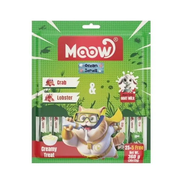 Moow Yengeçli Istakozlu ve Keçi Sütlü Yetişkin Sıvı Kedi Ödül Maması 1 Adet 30x12 Gr