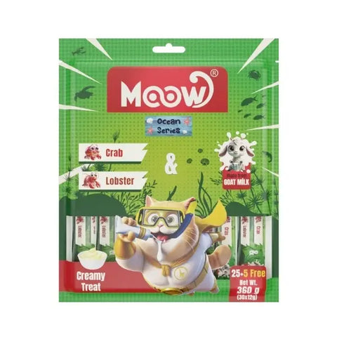 Moow Yengeçli Istakozlu ve Keçi Sütlü Yetişkin Sıvı Kedi Ödül Maması 1 Adet 30x12 Gr