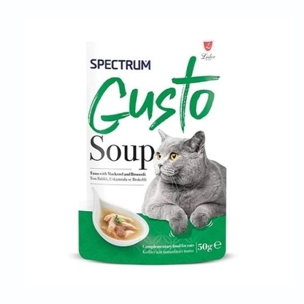 Spectrum Gusto Soup Ton Balıklı Uskumrulu ve Brokolili Kedi Çorbası 1 Adet 50 Gr