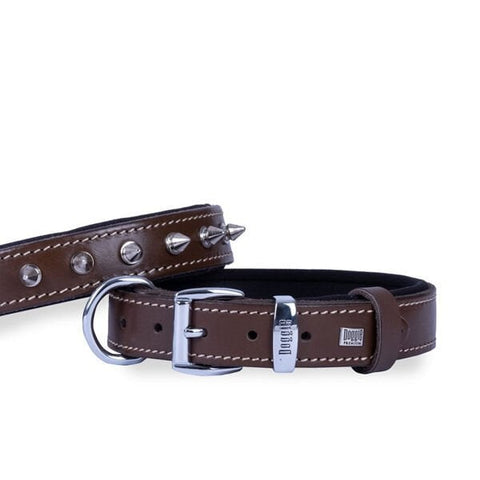 Doggie Comfort Deri Çivili Köpek Boyun Tasması Medium Kahverengi 3x42-50 Cm