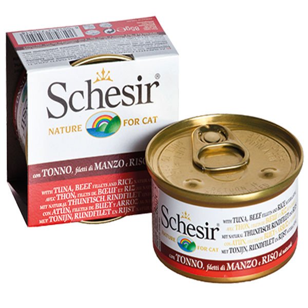 Schesir Ton Balık ve Sığır Etli Naturel Konserve Kedi Maması 1 Adet 85 Gr