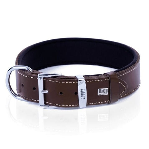Doggie Comfort Deri Kemik Desenli Köpek Boyun Tasması Large Kahverengi 3.5x52-60 Cm