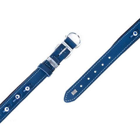 Doggie Comfort Deri Nazar Boncuklu Köpek Boyun Tasması Medium Mavi 2x30-35 Cm
