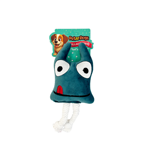 PetzzDogs Trape Sesli Dayanıklı Peluş Köpek Çiğneme Oyuncağı Mavi 23x15 Cm