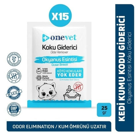 OneVet Kedi Kumu Koku Giderici 15x25 Gr Okyanus Esintili