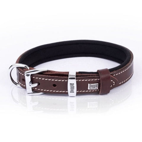 Doggie Comfort Deri Pati Desenli Köpek Boyun Tasması Medium Kahverengi 2x35-40 Cm