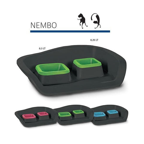 MP Nembo Sıçratma Önleyicili Kedi ve Köpekler için İkili Mama ve Su Kabı 0.3+0.25 Lt