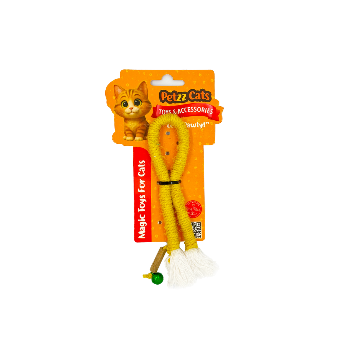 PetzzCats Rope Matatabi ve Çıngırak Sesli Peluş Kedi Oyuncağı Sarı