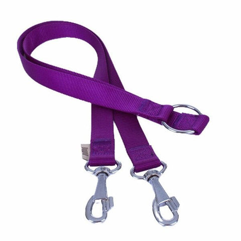 Doggie Dokuma Çift Köpek Gezdirme Tasma Aparatı Medium Mor 2.5x70-60 Cm