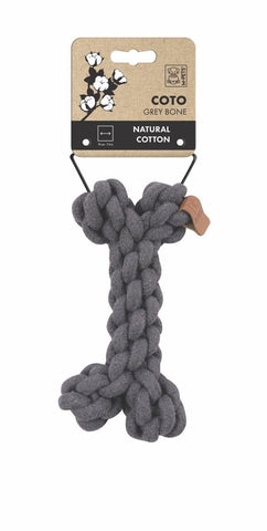 M-Pets Örgü Kemik Şeklinde Peluş Kedi ve Köpek Oyuncağı 19 Cm Gri