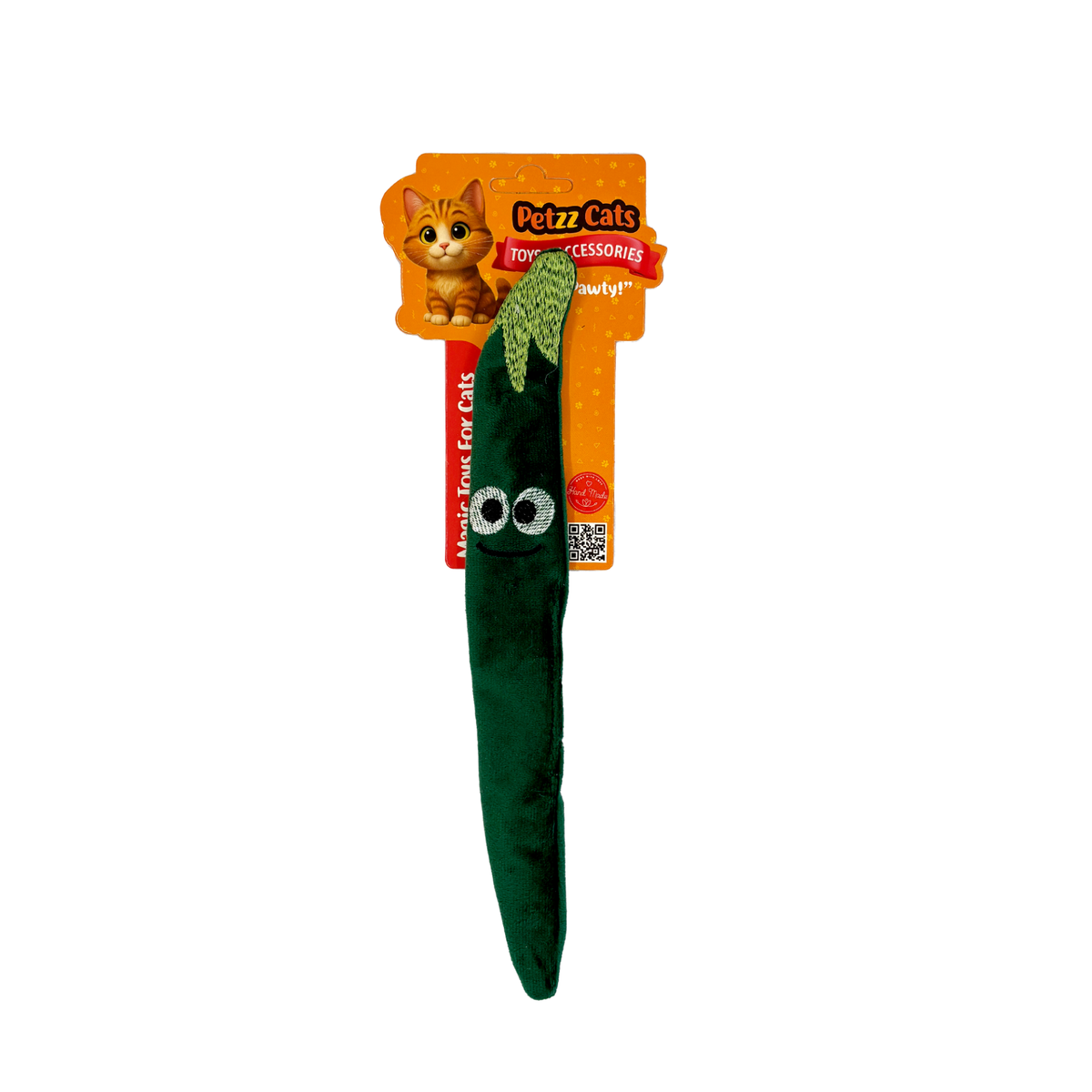 PetzzCats Peppry Matatabi ve Çıngırak Sesli Peluş Kedi Oyuncağı Yeşil 28x4 Cm