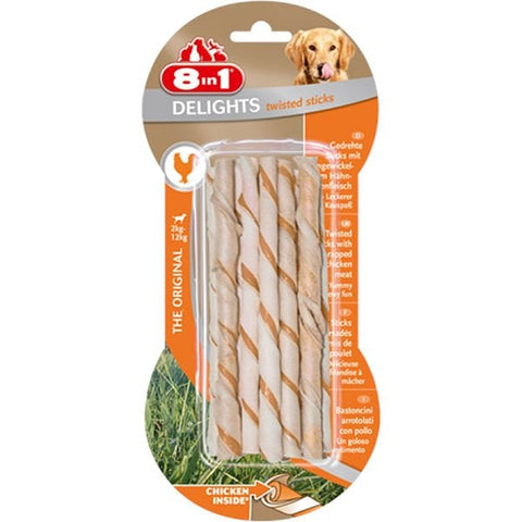 8in1 Delights Twisted Tavuklu Burgu Köpek Kemik Ödülü 1 Adet 10x55 Gr