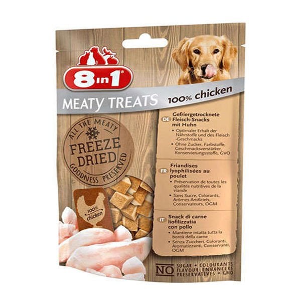 8in1 Freeze Dried Tahılsız Kurutulmuş Tavuk ve Havuçlu Köpek Ödül Maması 1 Adet 50 Gr