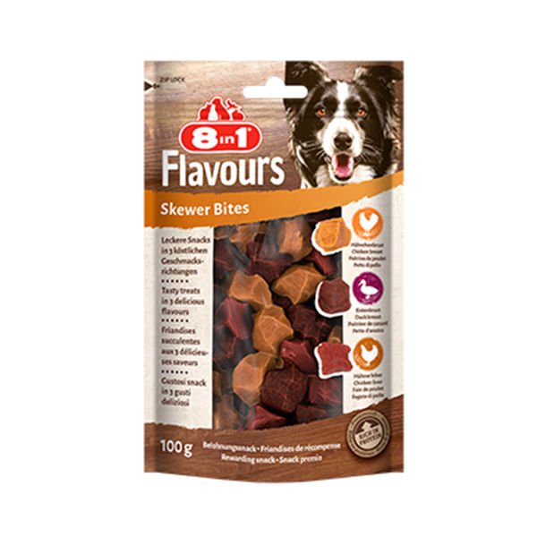 8in1 Flavours Skewer Bites Kuşbaşı Dilimli Çiğneme Köpek Ödül Maması 1 Adet 100 Gr