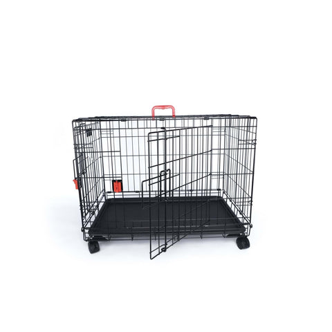 M-Pets Voyager Tekerlekli İki Kapılı Kedi ve Köpek Kafesi 91x58x63 Cm Siyah Large