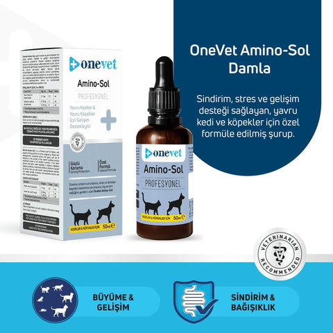 OneVet Amino-Sol Yavru Kedi ve Köpekler İçin Gelişim Destekleyici Damla 50 Ml