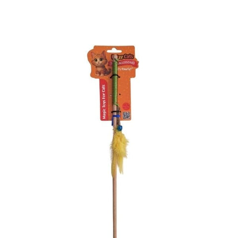 PetzzCats Fish Matatabi ve Çıngırak Sesli Ahşap Saplı Kedi Olta Oyuncağı Yeşil 42 Cm