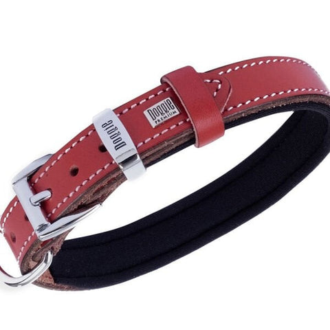 Doggie Comfort Deri Kemik Süslü Köpek Boyun Tasması Medium Kırmızı 2x35-40 Cm