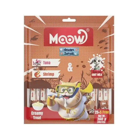 Moow Ton Balıklı Karidesli ve Keçi Sütlü Yetişkin Sıvı Kedi Ödül Maması 1 Adet 30x12 Gr