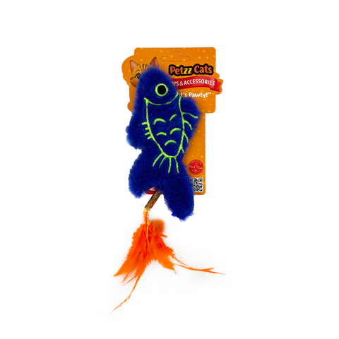 PetzzCats Fish Matatabi ve Çıngırak Sesli Peluş Kedi Oyuncağı Mavi 20x8 Cm