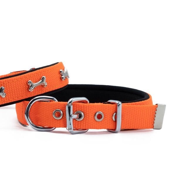 Doggie Comfort Dokuma Kemikli Köpek Boyun Tasması Medium Turuncu 2x35-40 Cm