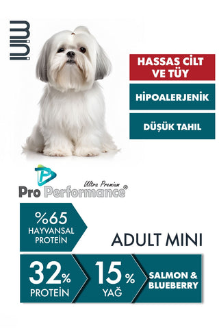 Pro Performance Somonlu ve Yaban Mersinli Küçük Irk Yetişkin Köpek Maması 7 Kg