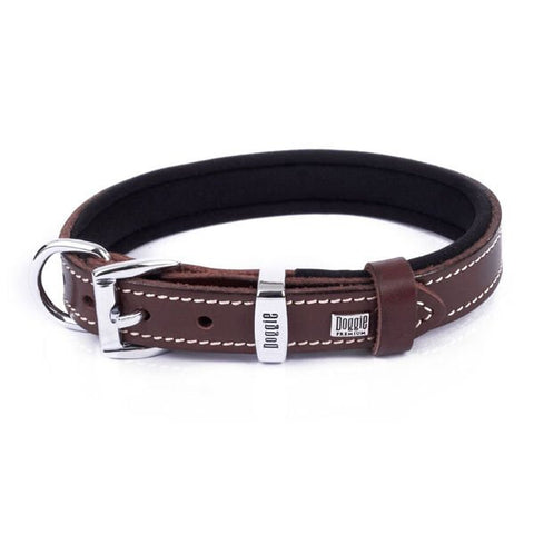 Doggie Comfort Deri Kemik Desenli Köpek Boyun Tasması Medium Kahverengi 2x35-40 Cm
